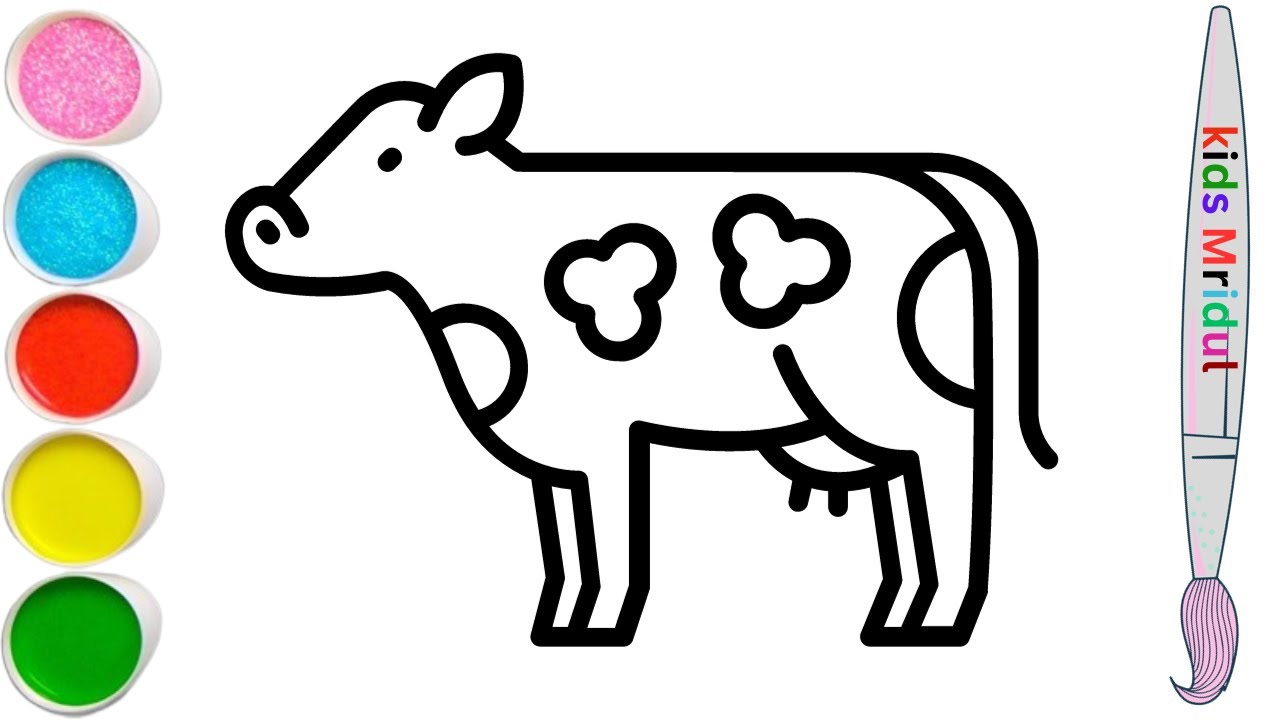 Rainbow Cow drawing, Painting and coloring For kids & Toddlers || How ...