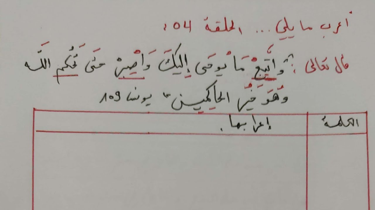 أعرب ما يلي الحلقة 04(حل إعراب الحلقة الثالثة وتمرين جديد)/محمد أبو شاكر لعبودي