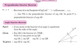 9 Std Math2 - 8oct, Perpendicular Bisector Theorem,