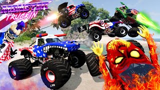 Monster Jam INSANE Racing, Freestyle and High Speed Jumps #47 | BeamNG Drive | Grave Digger screenshot 2