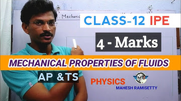 Mechanical Properties of fluids || physics CLASS 11 IPE || chapter11 Physics | FIRST YEAR PHYSICS