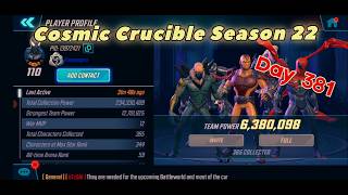 Marvel Strike Force New Account f2p Day 381 Week 3 Tiral 3 Cosmic Crucible Season 22 Commander Andre