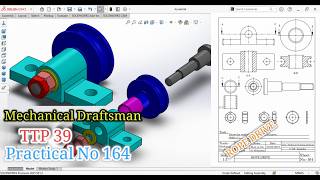 ROPE DRIVE || TTP 39 || practical 164 || Mechanical Draftsman || SOLIDWORKS tutorials