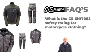 What is the CE EN17092 safety rating for motorcycle clothing?