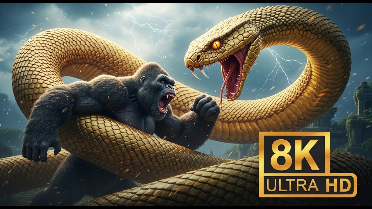 King Kong vs. Giant Golden Snake: Who is the True Apex Predator?