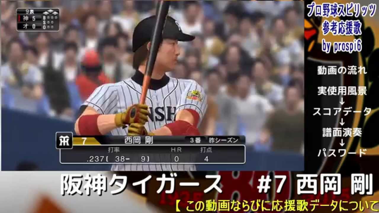 プロ野球スピリッツ応援歌 阪神タイガース 7 西岡 剛 Youtube
