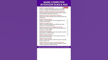 Computer Interview Questions and Answers | Basic Computer Interview Questions and Answers