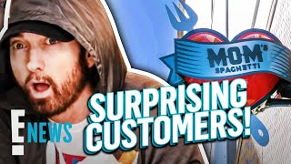 Eminem Serves Customers at Mom's Spaghetti Restaurant Opening | E! News