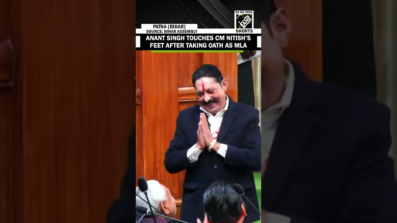 Rare Bihar Assembly moment: Anant Singh takes oath as MLA, touches CM Nitish Kumar’s feet