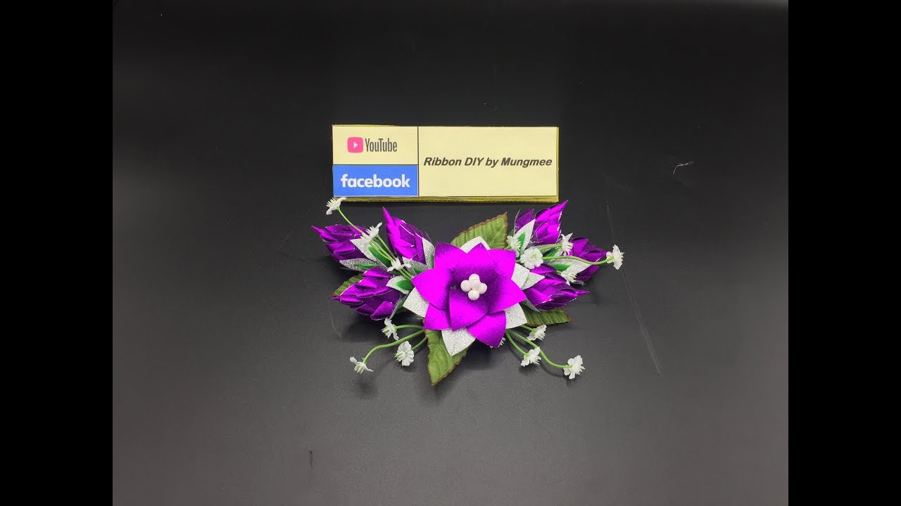 EP.18:ประดิษฐ์ริบบิ้น วิธีทำดอกกล้วยไม้(Orchid) จัดช่อเอื้อง I RIBBON DIY BY MUNGMEE : งานริบบิ้นART