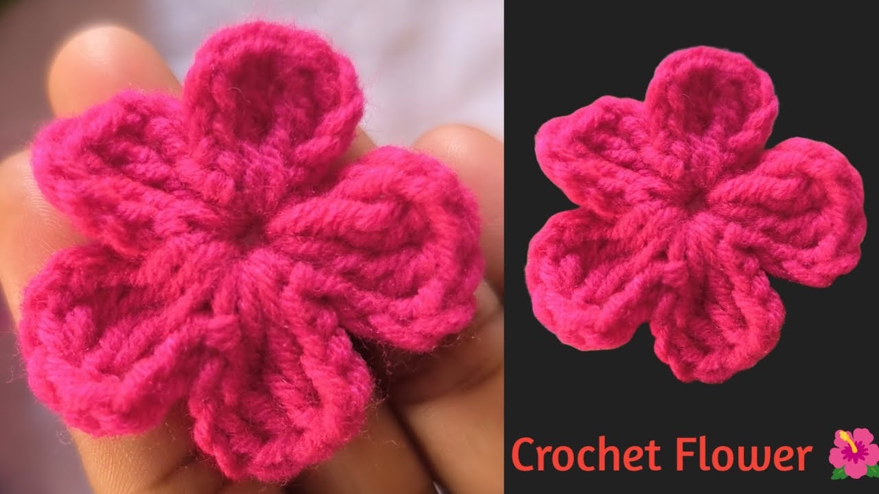 Super Easy Crochet Flower Tutorial🌸🌸🌸Crochet Flower For Hair Clip#foryou #crochetflower #diy 