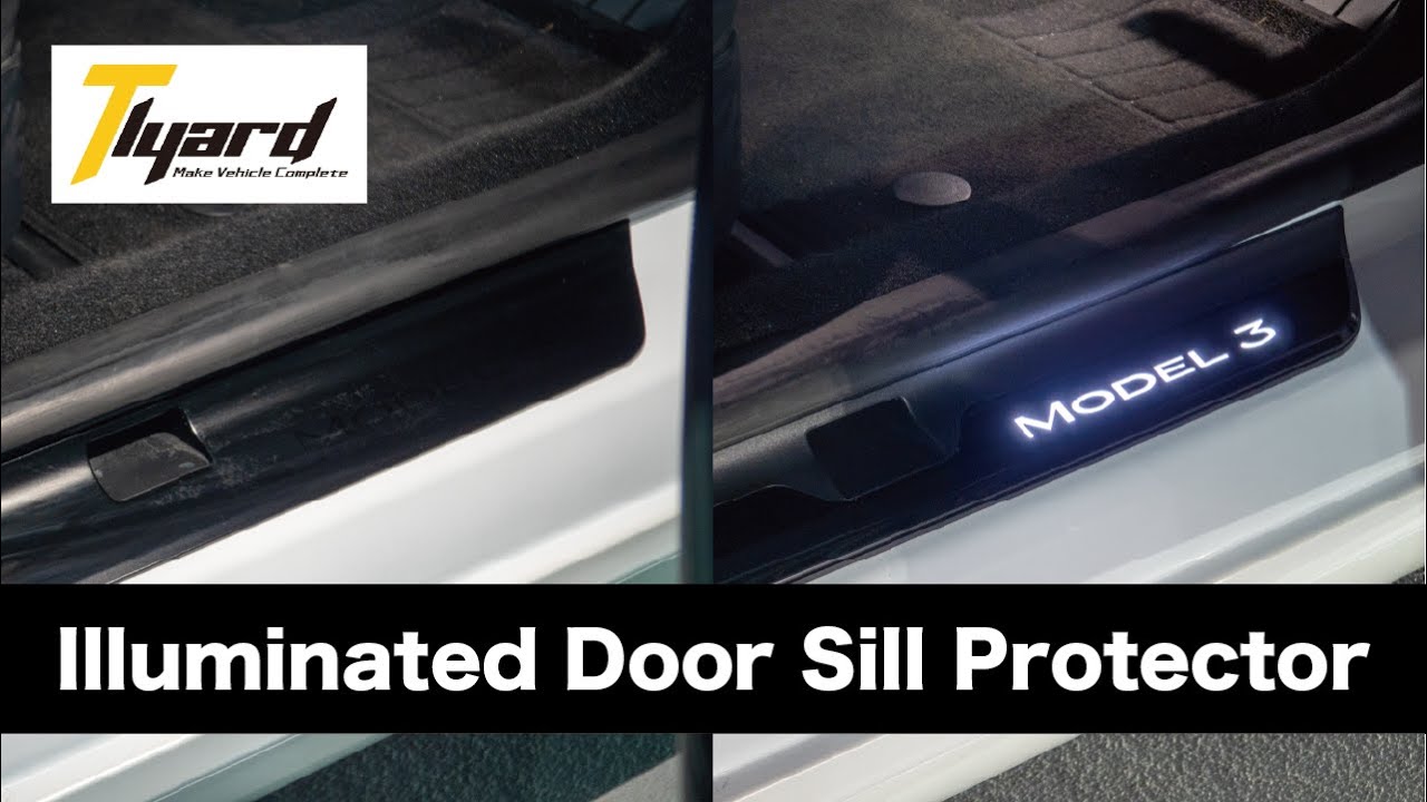 テスラModel3の文字が光る！Illuminated Door Sill Protector #tesla