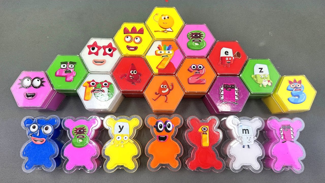 Finding Numberblocks, Alphablocks in Bright Rainbow Slime ASMR