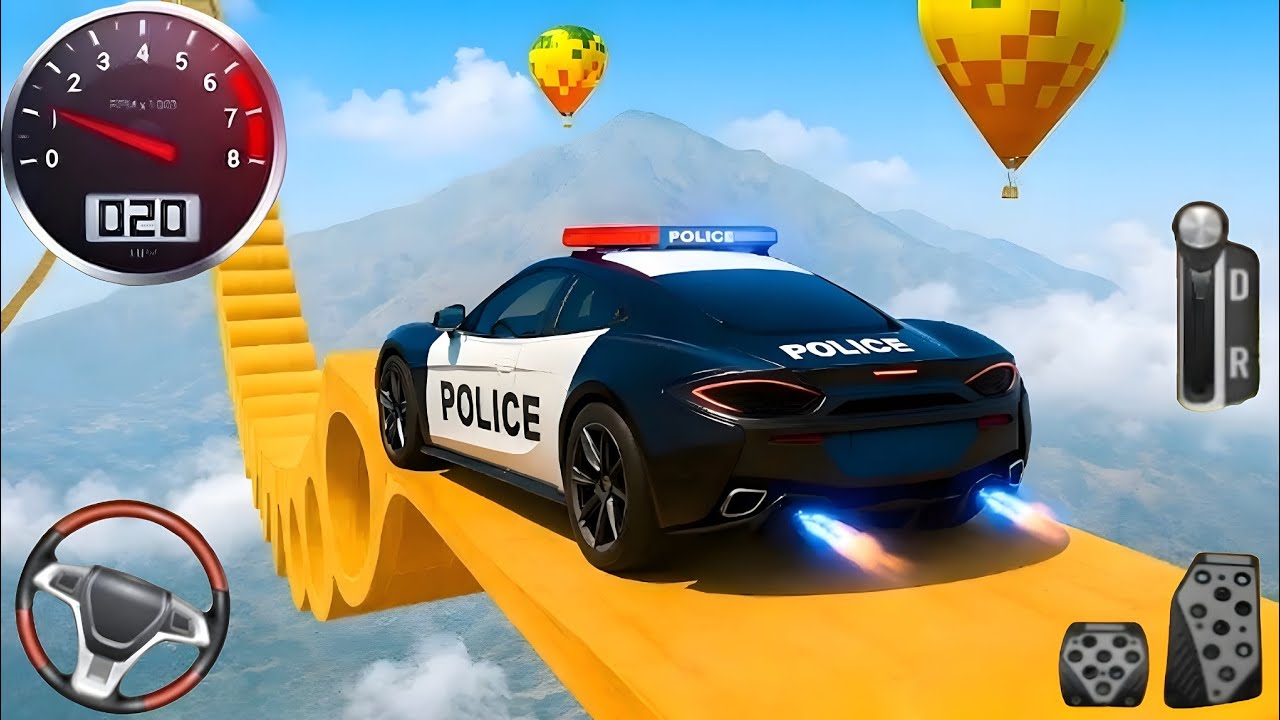 Mega Ramp Police Car Racing -Cop Car Stunts Driving Simulator -Android Gameplay.