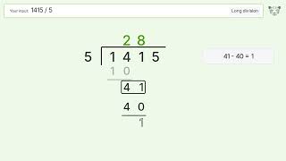 Long Division Problem 1415/5: Step-by-Step Video Solution
