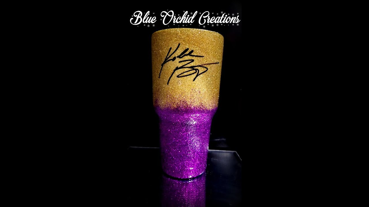 Waterslide Kobe Bryant Signature Memorial Tumbler Glitter Purple Ombre
