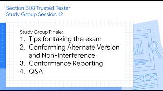 Tips for the Exam, Alternate Version, Reporting | Section 508 Trusted Tester Study Group 12