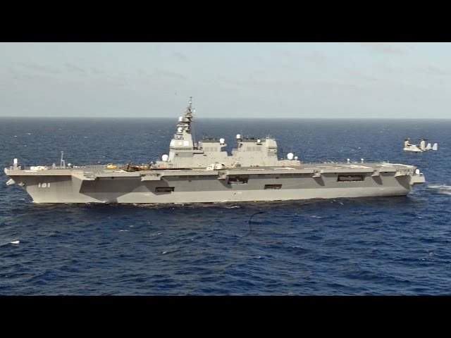 海上自衛隊・護衛艦｢ひゅうが｣に米軍のオスプレイが着艦 ドーン