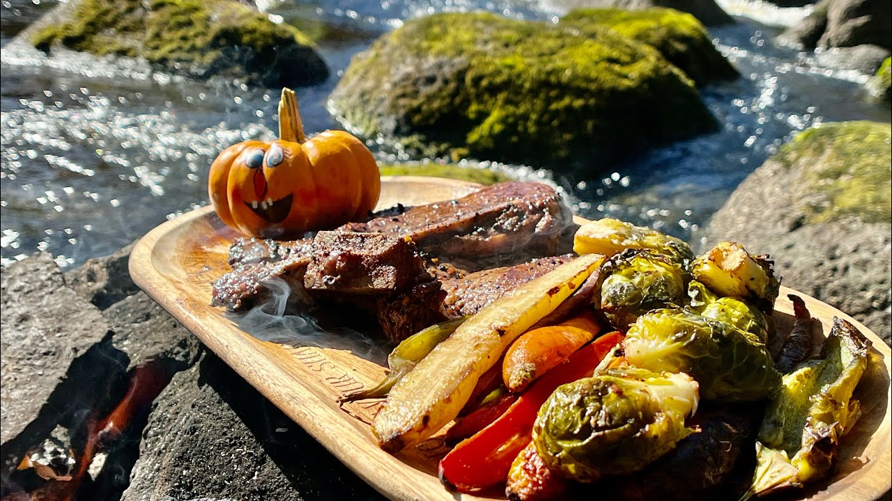 Cooking TBone Steak 🥩 On A Natural Stone. Campfire Cooking 🔥 YouTube
