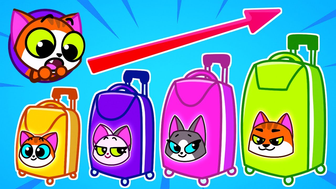 Big vs Small Suitcase! 😺 Cat Family Airport & Airplane Story ✈️ Educational Kids Cartoon