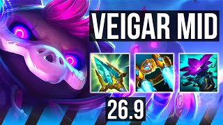 VEIGAR vs AKALI (MID) | Good KDA: 13/1/2 | KR Master | 26.9