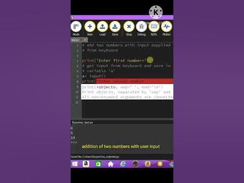 User input || addition of two numbers || python || Artificial ...