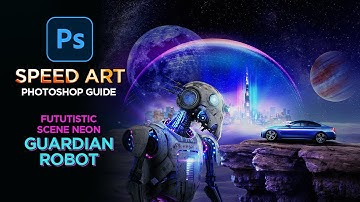 Create a GUARDIAN ROBOT on a Futuristic Scene NEON in Photoshop | Photo Manipulation | Speedart