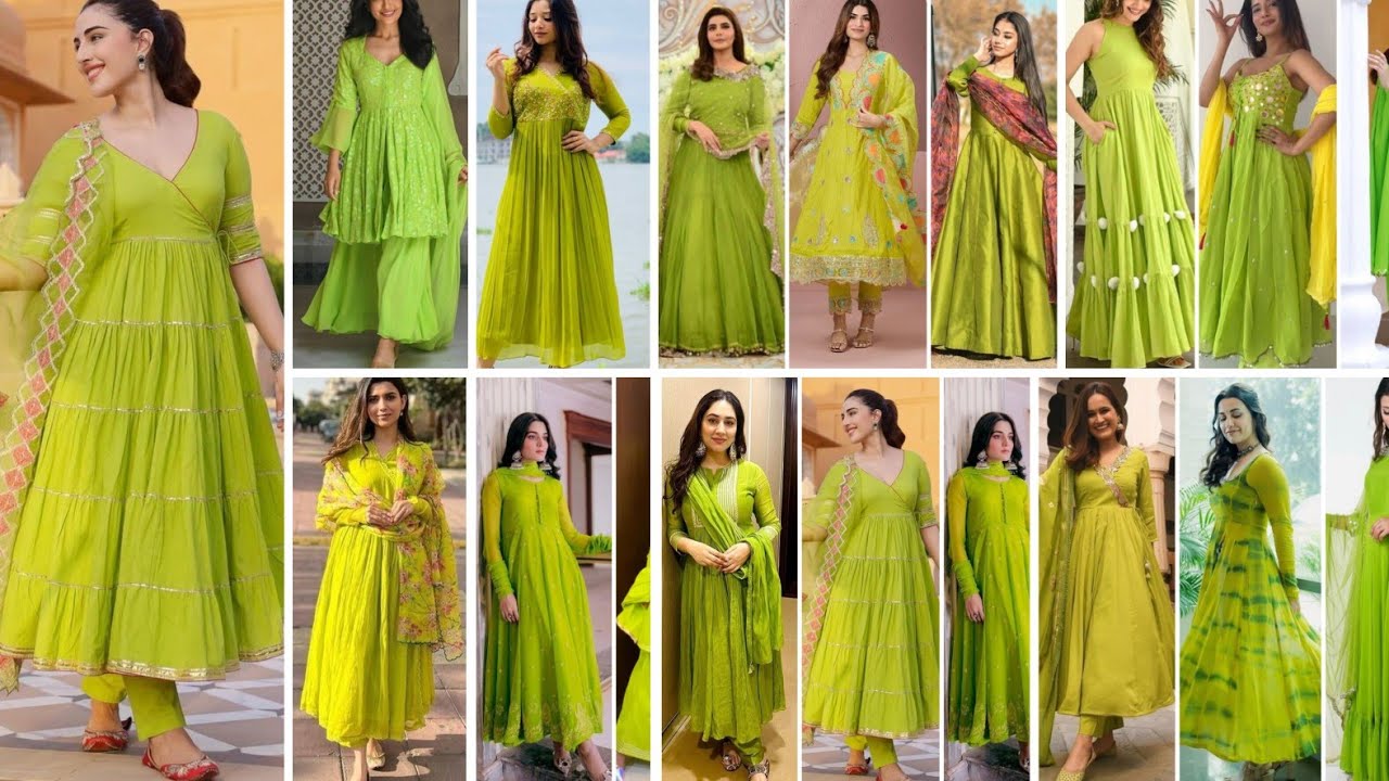 Trendy and Stylish Parrot Green Color Special Anarkali Suit Design ...