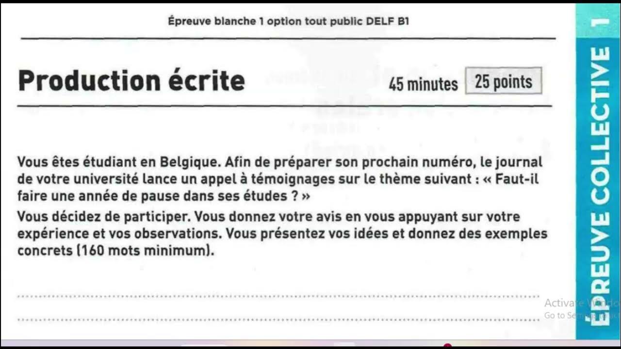 DELF B1 Production Ecrite Faut Il Une Pause D un An Apres L tude delf-b1-production-ecrite-faut-il-une-pause-d-un-an-apres-l-tude