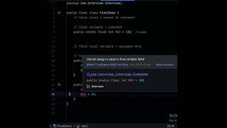 Java FINAL Keyword in 90 Seconds | final variable, method, class Explained! #javaprogramming #java