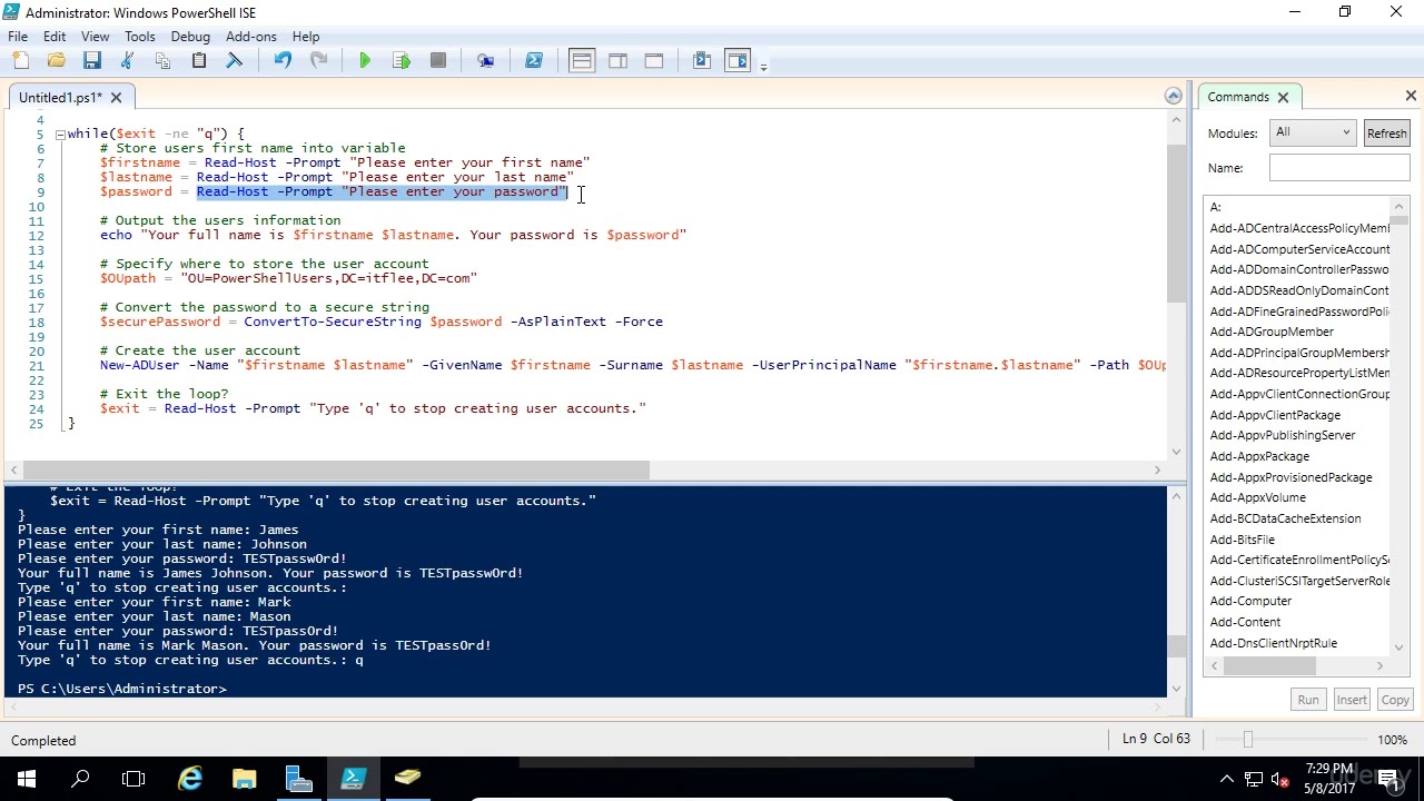 037 Creating Active Directory user accounts with PowerShell part 2