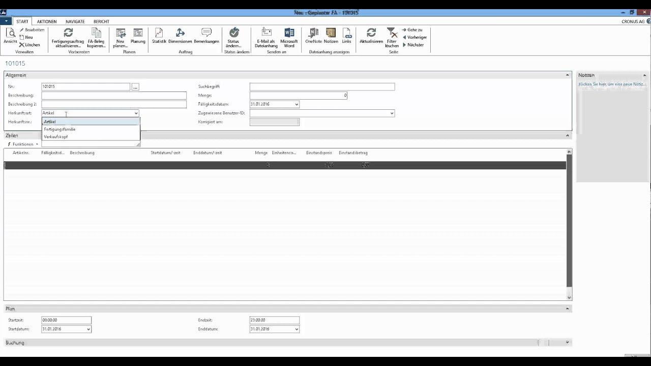 Anlegen von Fertigungsaufträgen in Microsoft Dynamics NAV 2015 - YouTube
