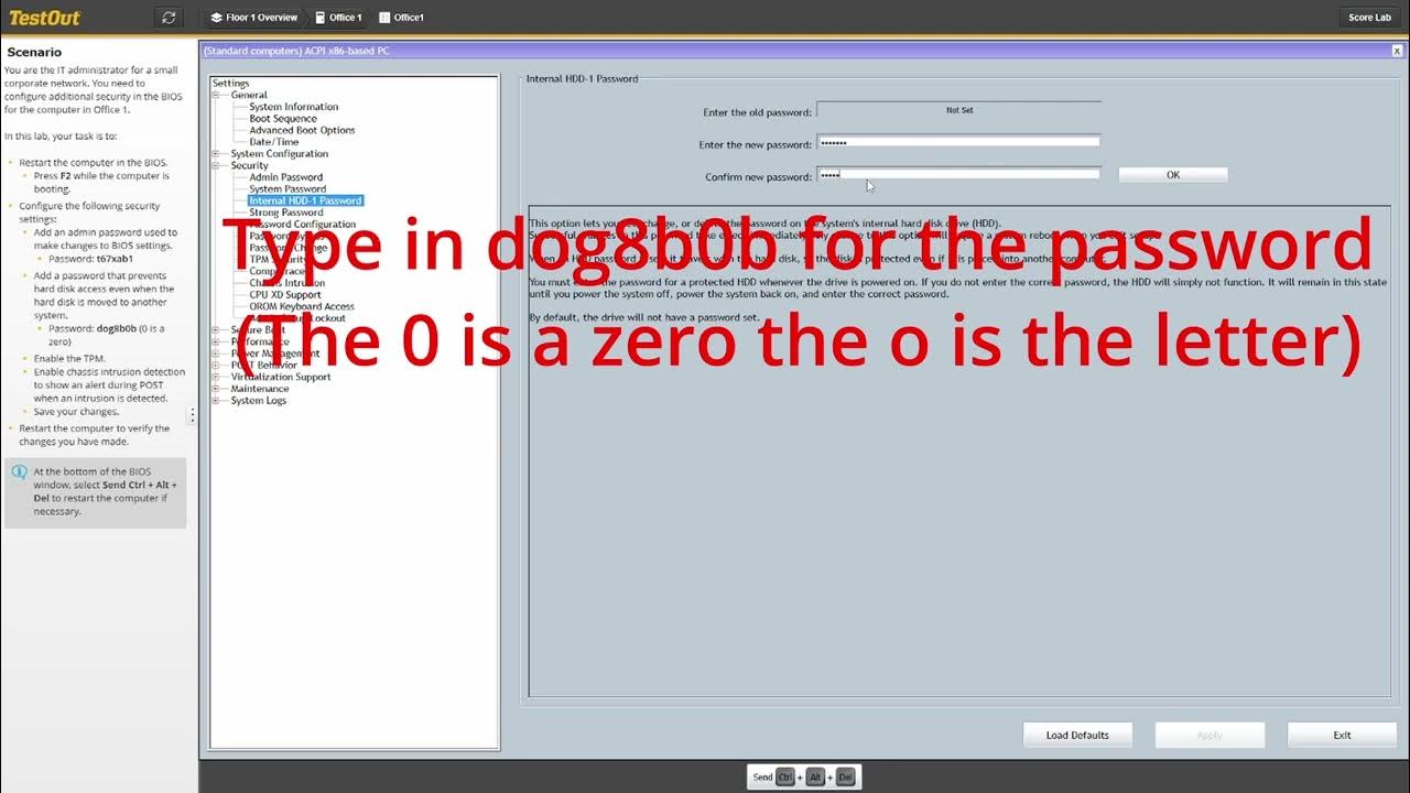 Testout pc pro 3 8 11 configure bios uefi security lab guide youtube