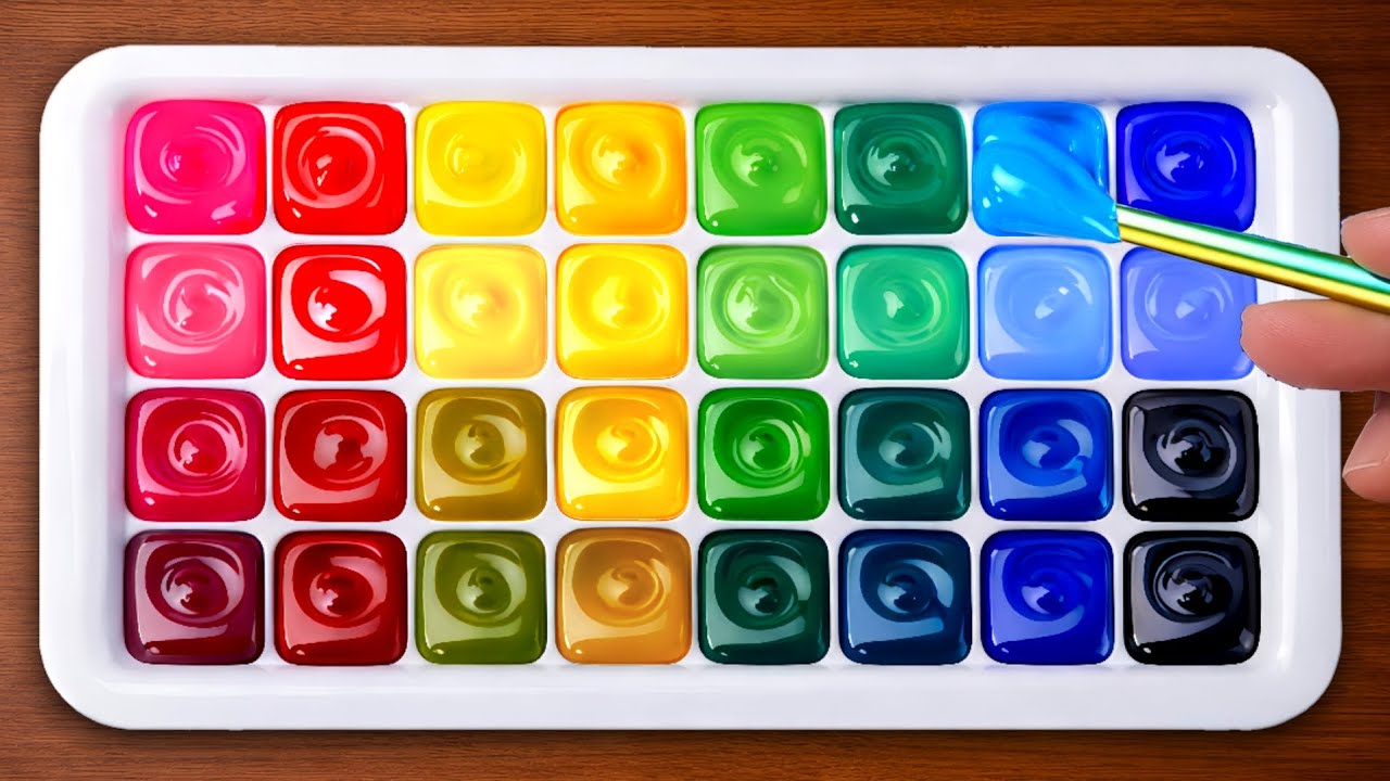 Making 32 New Colors with Only Primary Colors | Satisfying Color Mixing ...