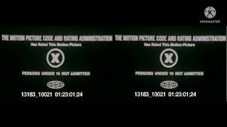 (X) MPAA RATING CARD (1970)-(1971) DOUBLE RATING