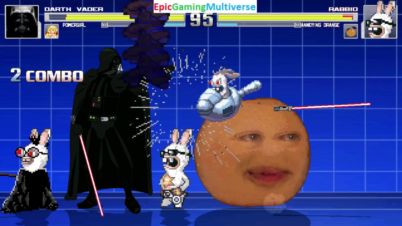 The Annoying Orange And The Rabbid VS Darth Vader And Power Girl In A ...