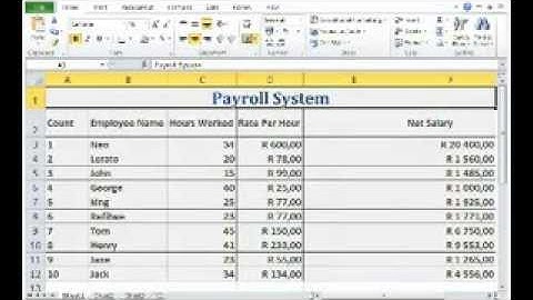 MS Excel   Part1 Payroll System