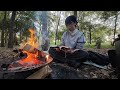 火を眺めながら読書して、焚き火飯を食べる休日だよ〜〜〜!🍂🍁