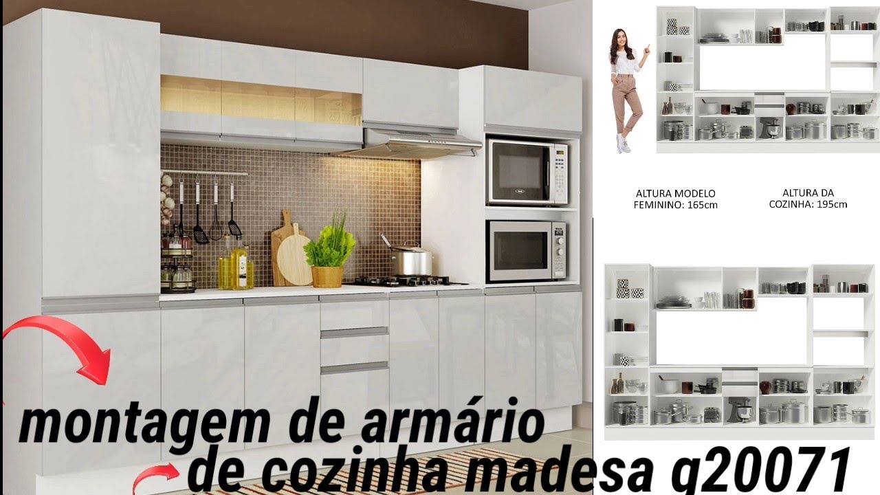 Cozinha Completa 100% Mdf Madesa Smart 300 cm Com Armário, Balcão