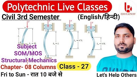 Structural Mechanics/SOM | Chapter- 8 Columns | Class 27 | Civil 3rd Semester by Brijesh Sir