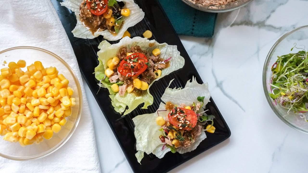 [SUPER SIMPLE] Lettuce Bowl Tuna Salad (Feat. Tahini Dressing) 타히니 드레싱을 곁들인 양상추 참치 샐러드 🥗 YouTube