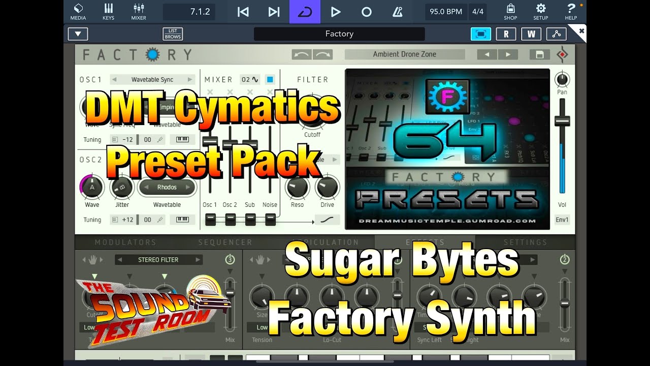 Factory Synth by Sugar Bytes - New DMT Cymatics Preset Pack - Let's Check it Out in Cubasis 3
