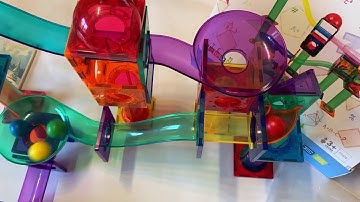 PicassoTiles 70 Piece Marble Run Race Magnetic Tile Magnet Building Block Construction ToySet PTG70