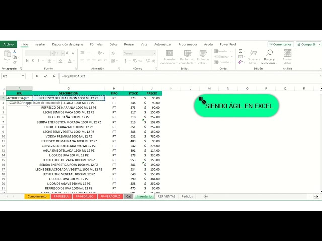 Crear códigos, ID de producto ó SKU de inventario en Excel class=