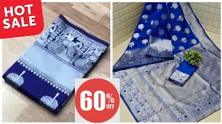 Discount Sale!! Premium Quality Soft Kanchipuram Silk Sarees / Cash On Delivery / screenshot 1