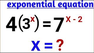 Exponential equation 4(3^x)=7^x-2.|Challenging algebra question(@ABHINAYMATHS )