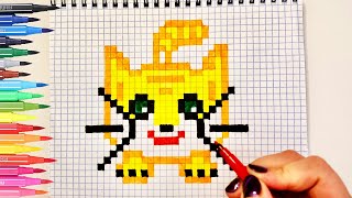 Как Рисовать Котенка 😻 Рисунки по клеточкам 🙀 How To Draw a Cat Pixel art