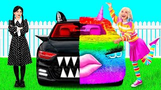 Rainbow Car vs Black Car Challenge by KiKi