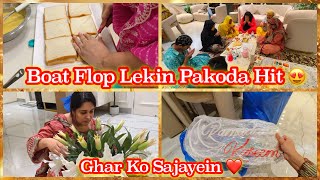 Chicken Bread Pakoda Banaye | Ghar Sajane Ke Liye Samaan Mangvaya😍 | Small Flower Arrangement Tip