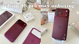iPhone 18 pro max unboxing 512 GB burgundy🍇 + apple accessories + customization